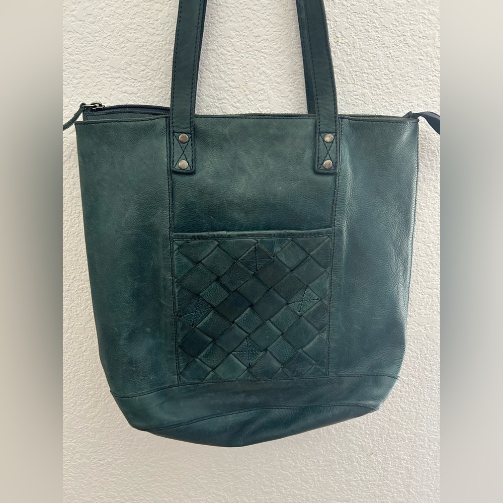 VILENCA Chic Forest Green Tote Bag authentic leather